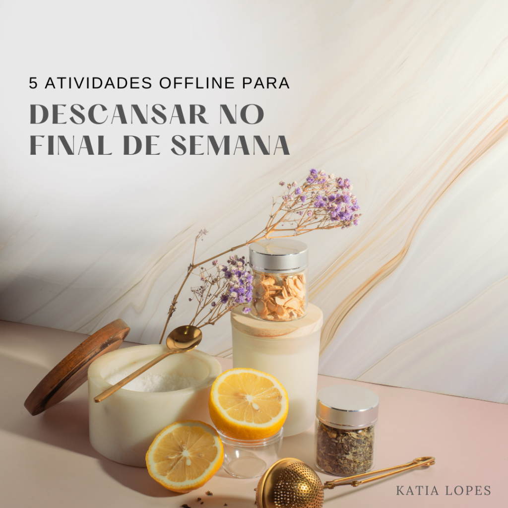 Precisamos aprender a descansar, então separei 5 atividades offline que você pode fazer para descansar no final de semana: - Café da tarde numa cafeteria ou em casa - SPA em casa ouvindo sua playlist favorita - Caminhar ao ar livre - Assistir um filme ou maratona uma série - Fazer compras no shopping Você tem descansado por aí? Quais atividades vai fazer nesse final de semana?